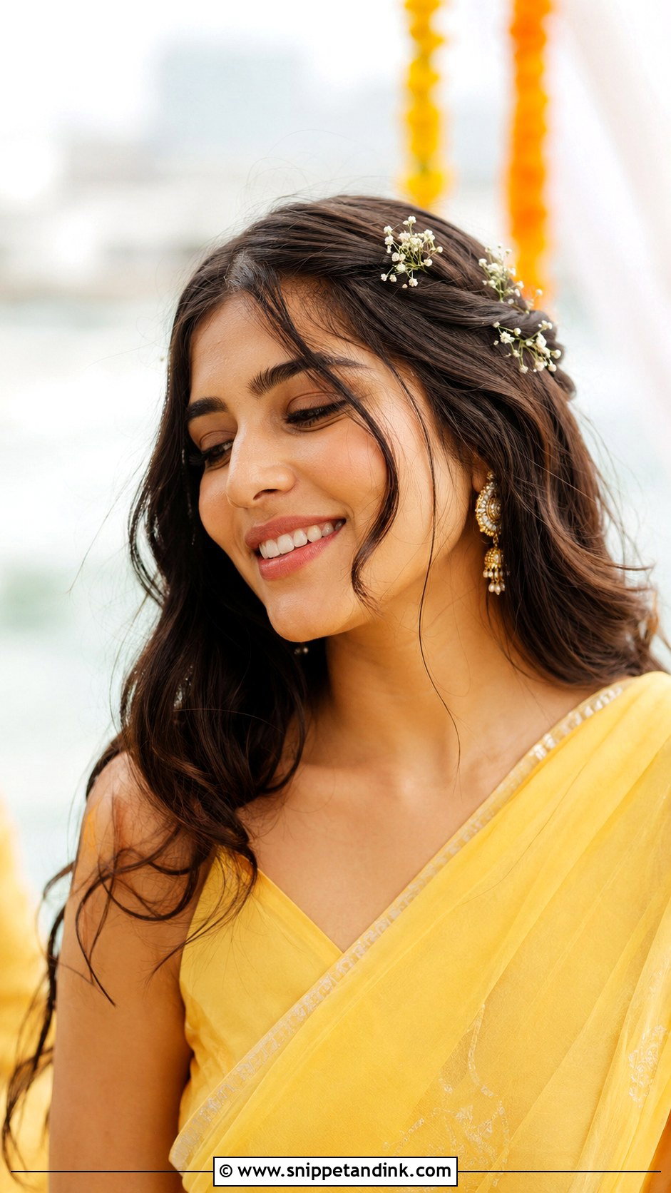 Haldi Beach Waves For Bride - Snippet and Ink - 35 Haldi Hairstyles for Bride