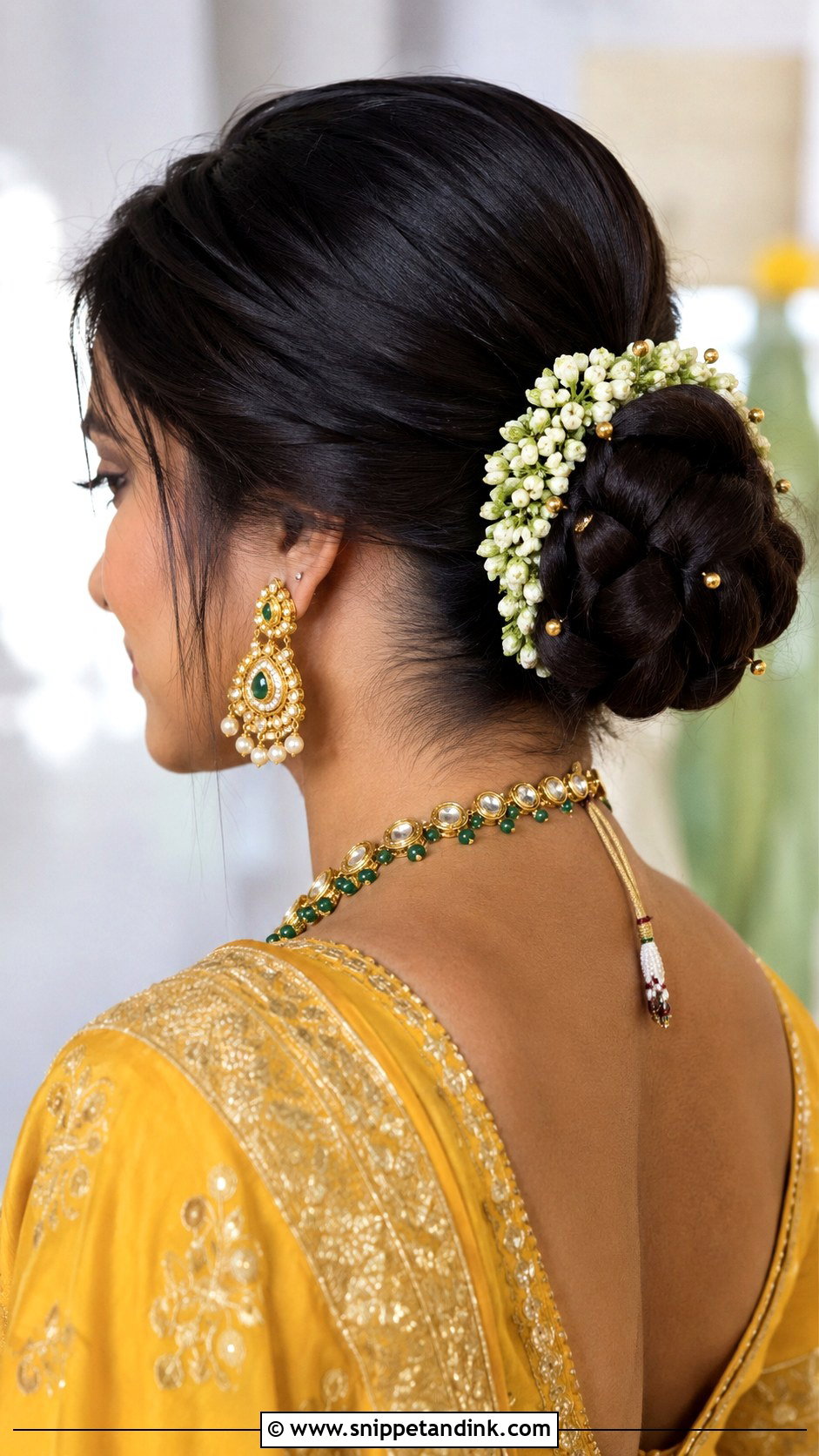 Haldi Braided Bun For Bride - Snippet and Ink - 35 Haldi Hairstyles for Bride