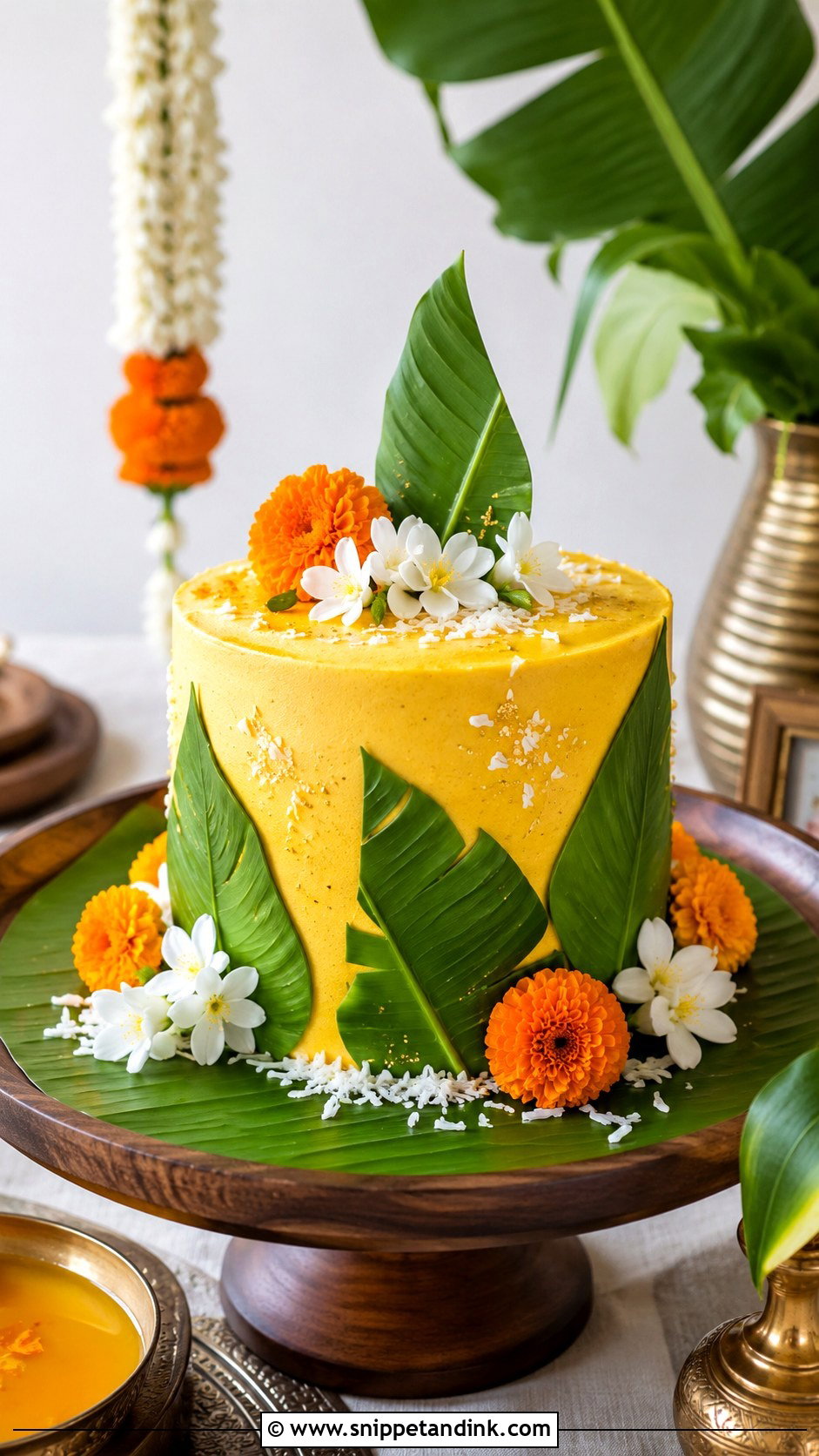 Haldi Cake With Banana Leaf - Snippet and Ink - 20 Haldi Cake Ideas