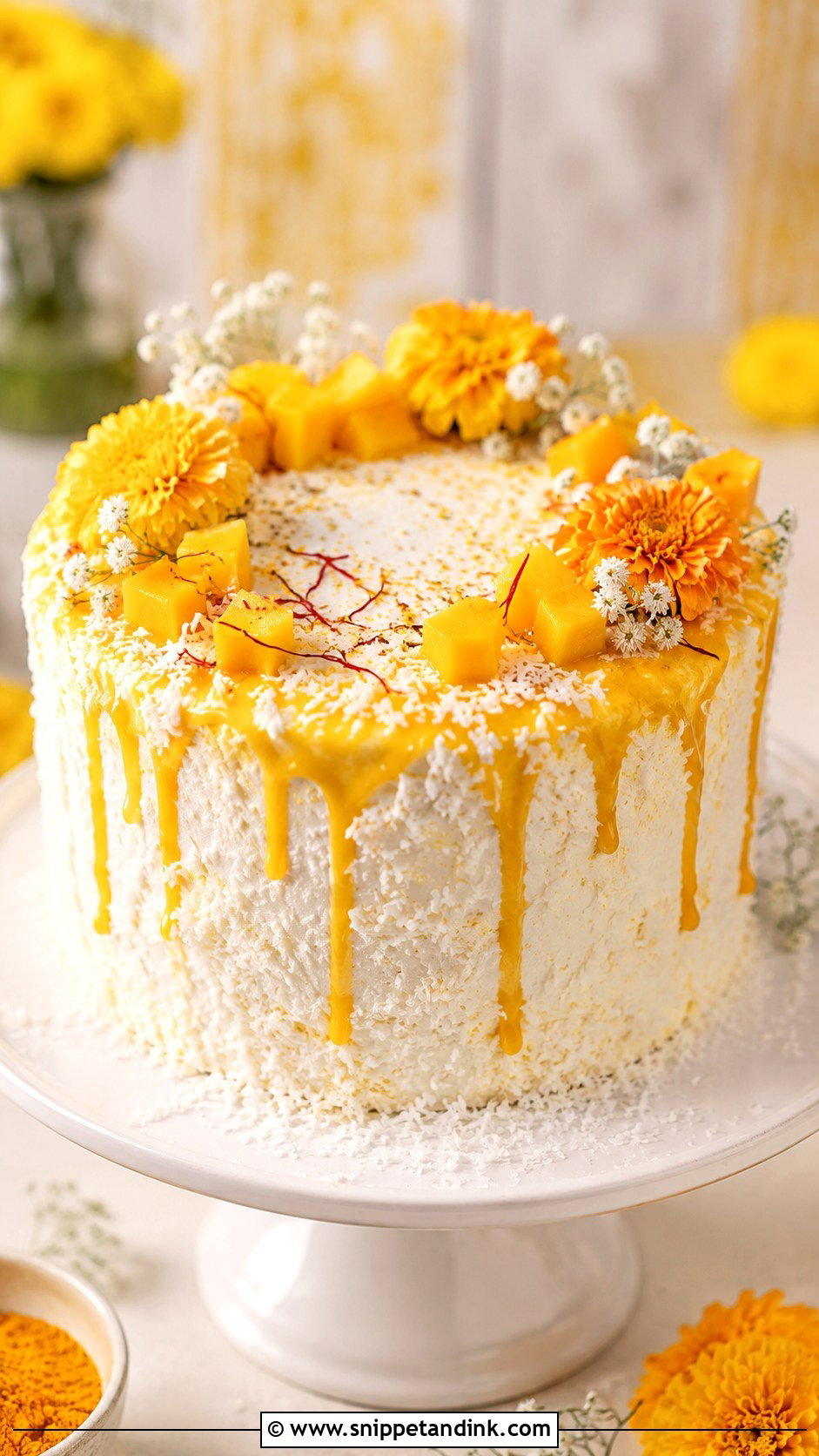 Haldi Cake With Coconut Frosting - Snippet and Ink - 20 Haldi Cake Ideas
