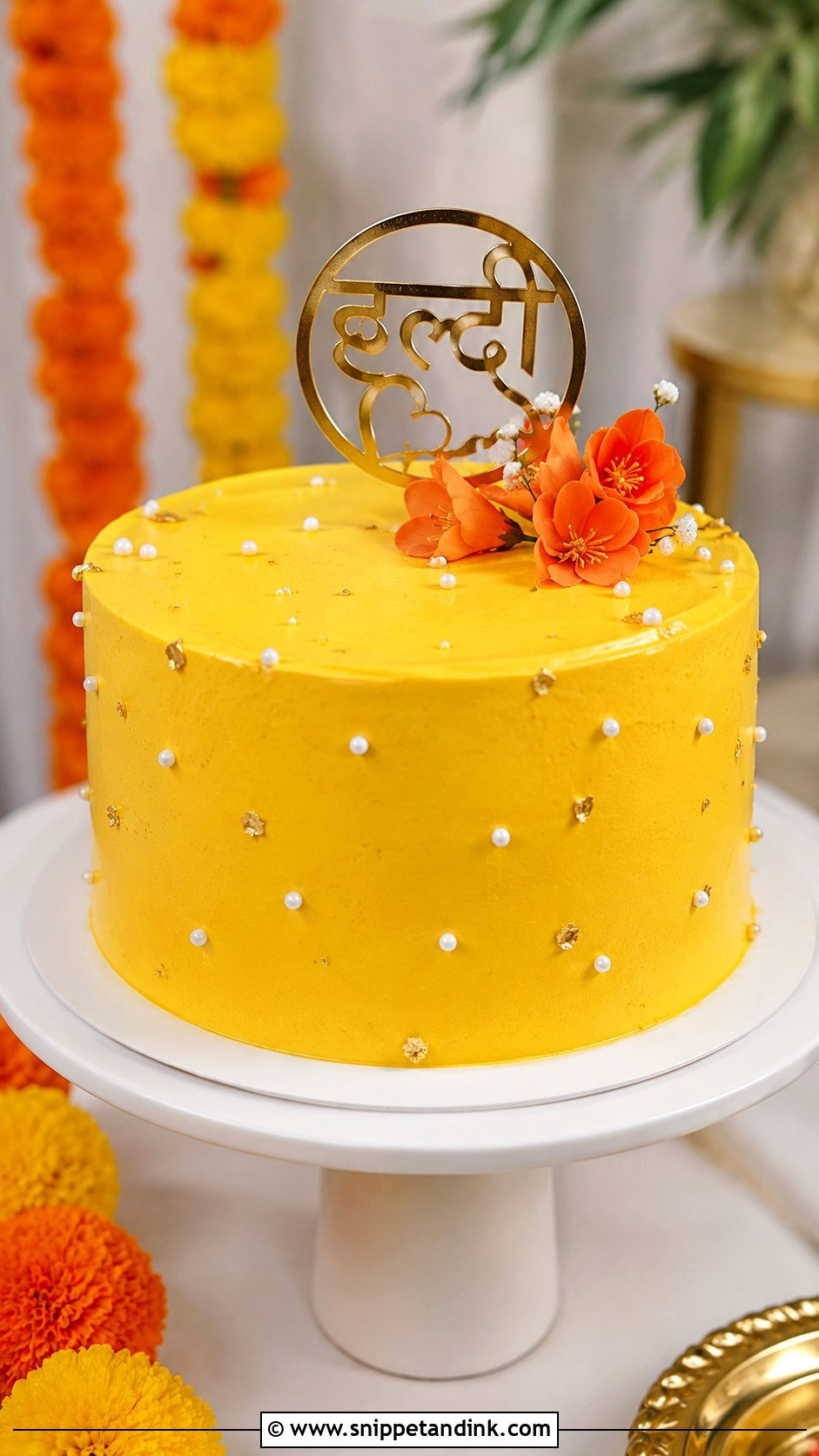 Haldi Cake With Turmeric Yellow Frosting - Snippet and Ink - 20 Haldi Cake Ideas