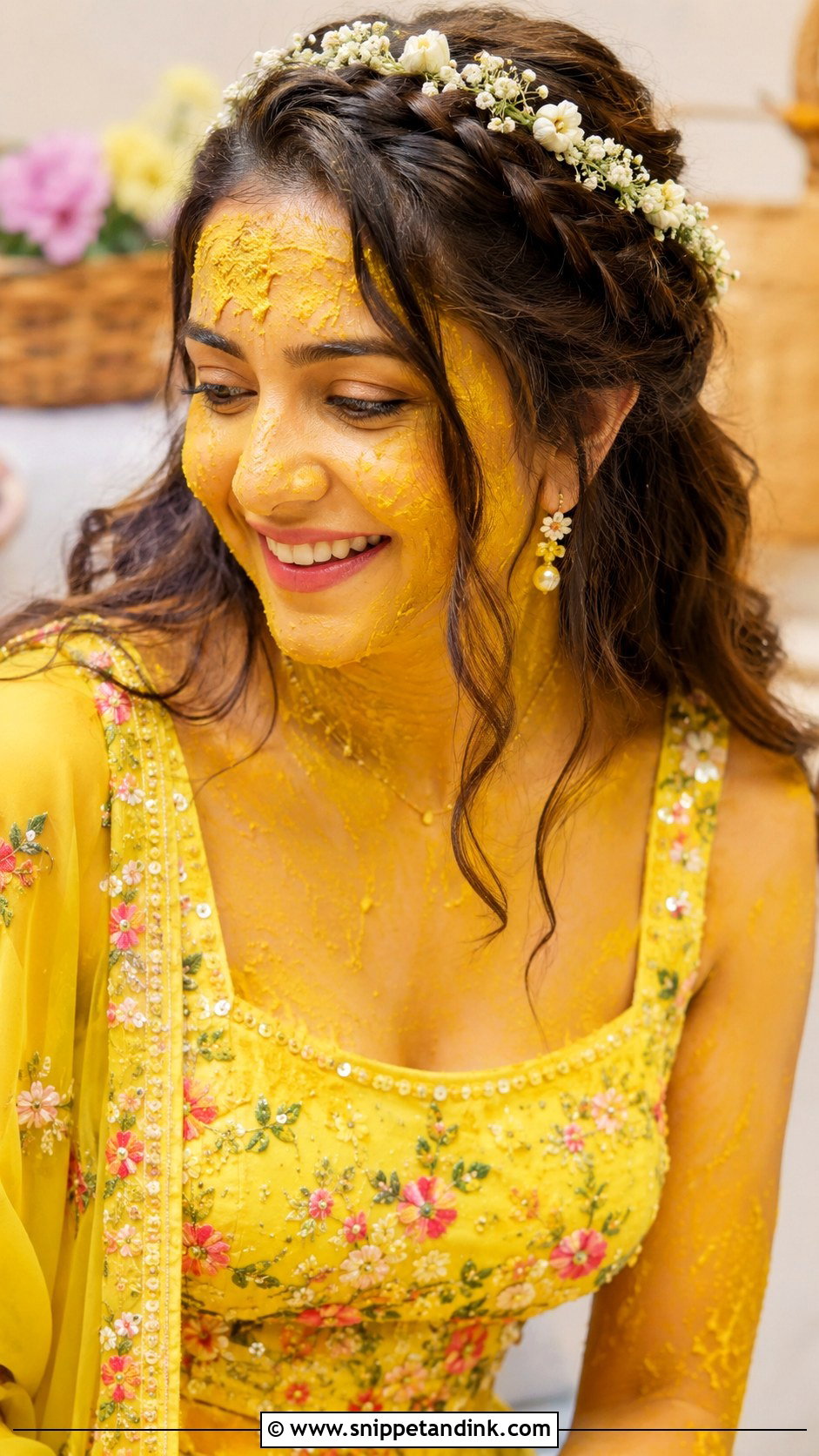 Haldi Crown Braid For Bride - Snippet and Ink - 35 Haldi Hairstyles for Bride