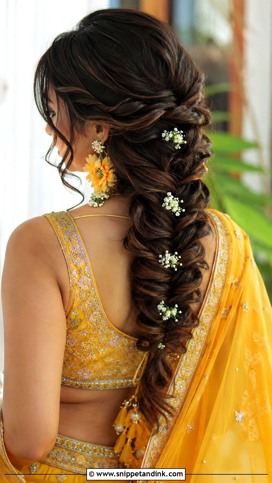 Haldi Fishtail Braid For Bride - Snippet and Ink - 15 Haldi Hairdo for Bride Ideas