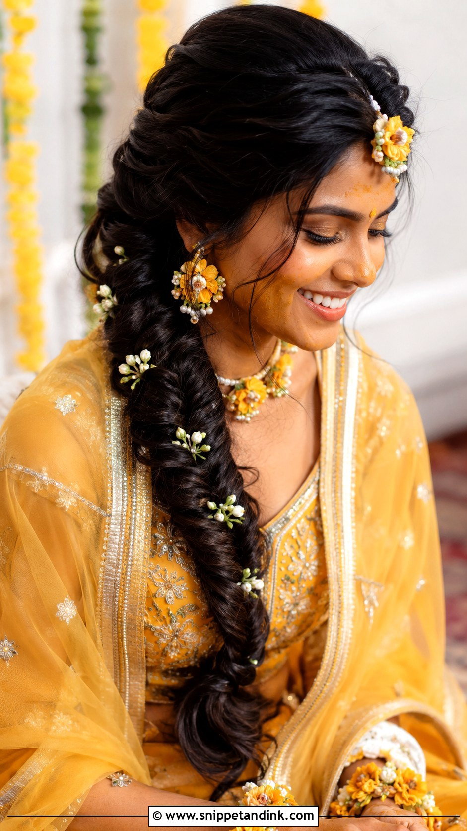 Haldi Fishtail Braid For Bride - Snippet and Ink - 35 Haldi Hairstyles for Bride