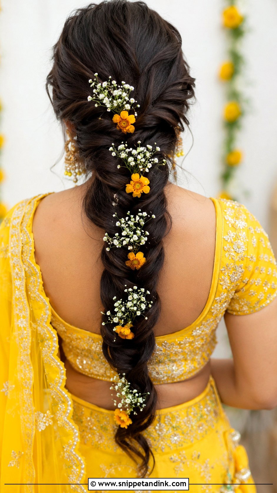 Haldi Fishtail Braid For Bridesmaid - Snippet and Ink - 30 Haldi Hairstyles for Bridesmaid