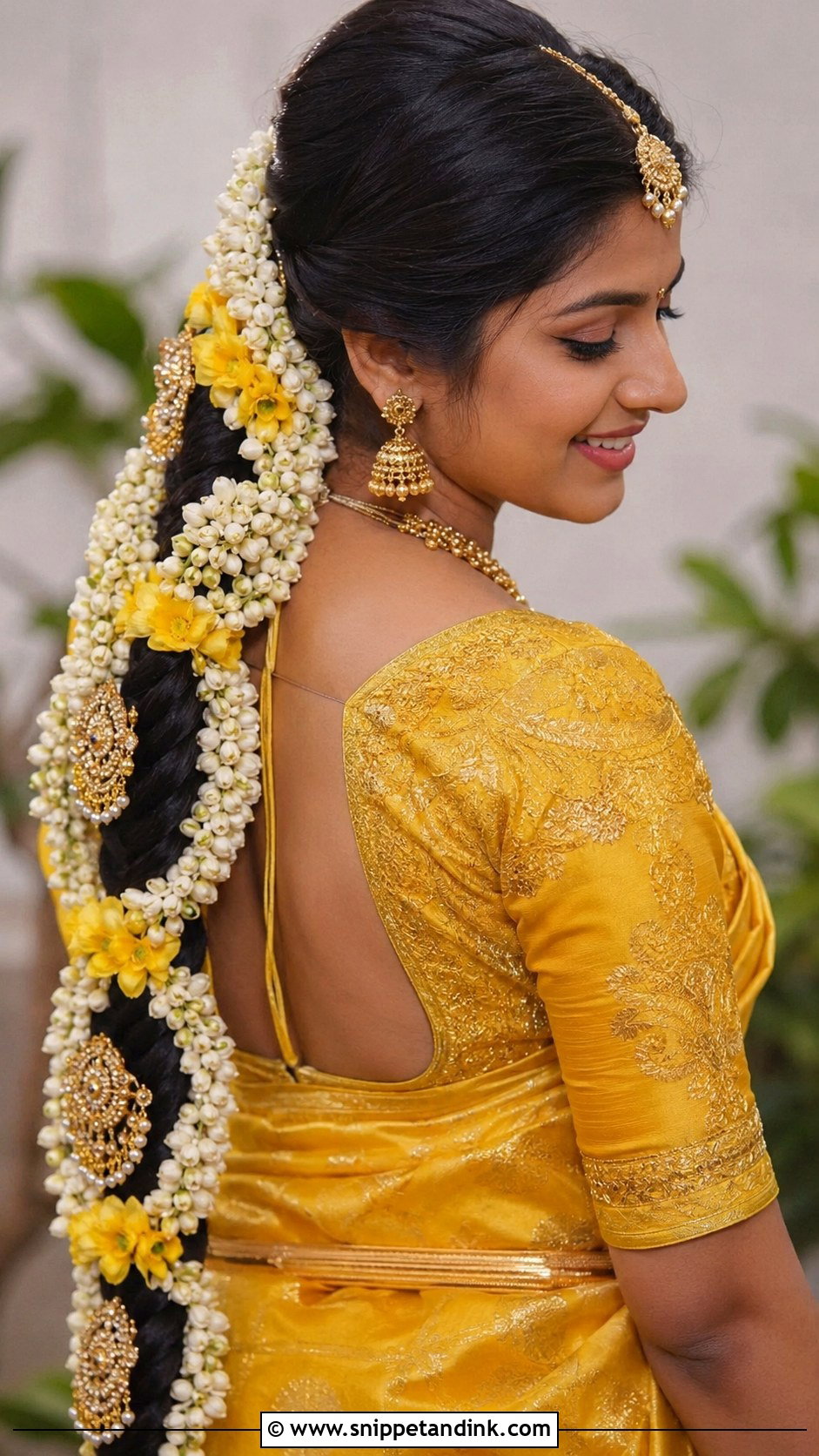 Haldi Floral Jada For Bride - Snippet and Ink - 35 Haldi Hairstyles for Bride