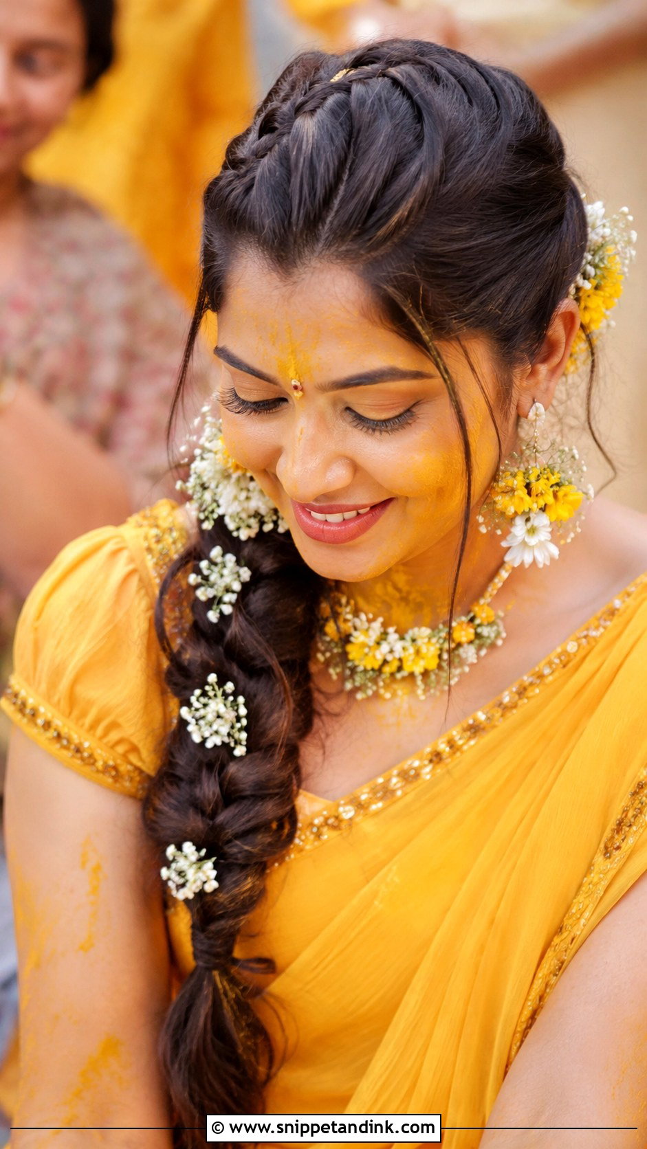 Haldi French Braid For Bride - Snippet and Ink - 35 Haldi Hairstyles for Bride
