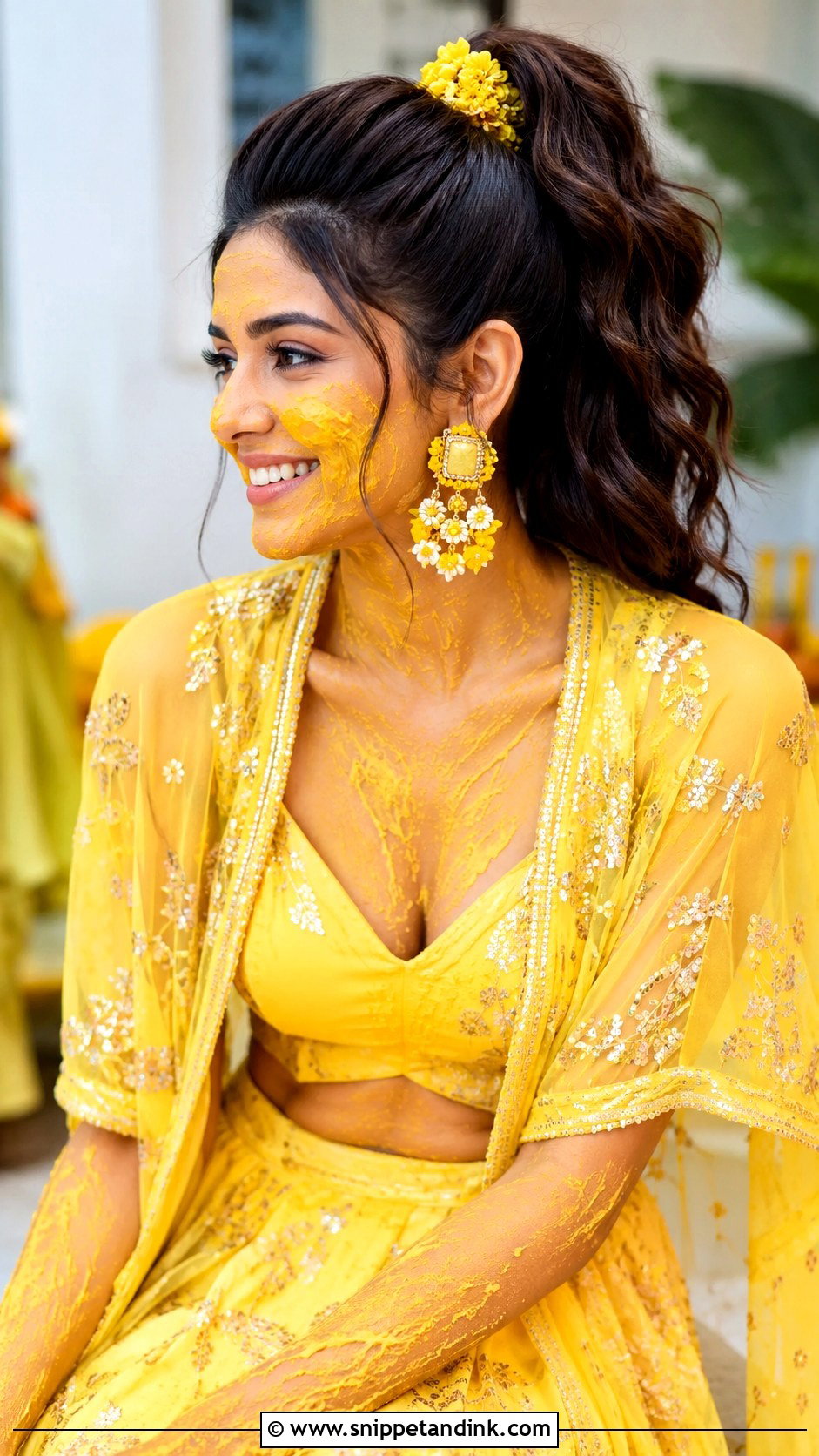 Haldi High Ponytail For Bride - Snippet and Ink - 35 Haldi Hairstyles for Bride