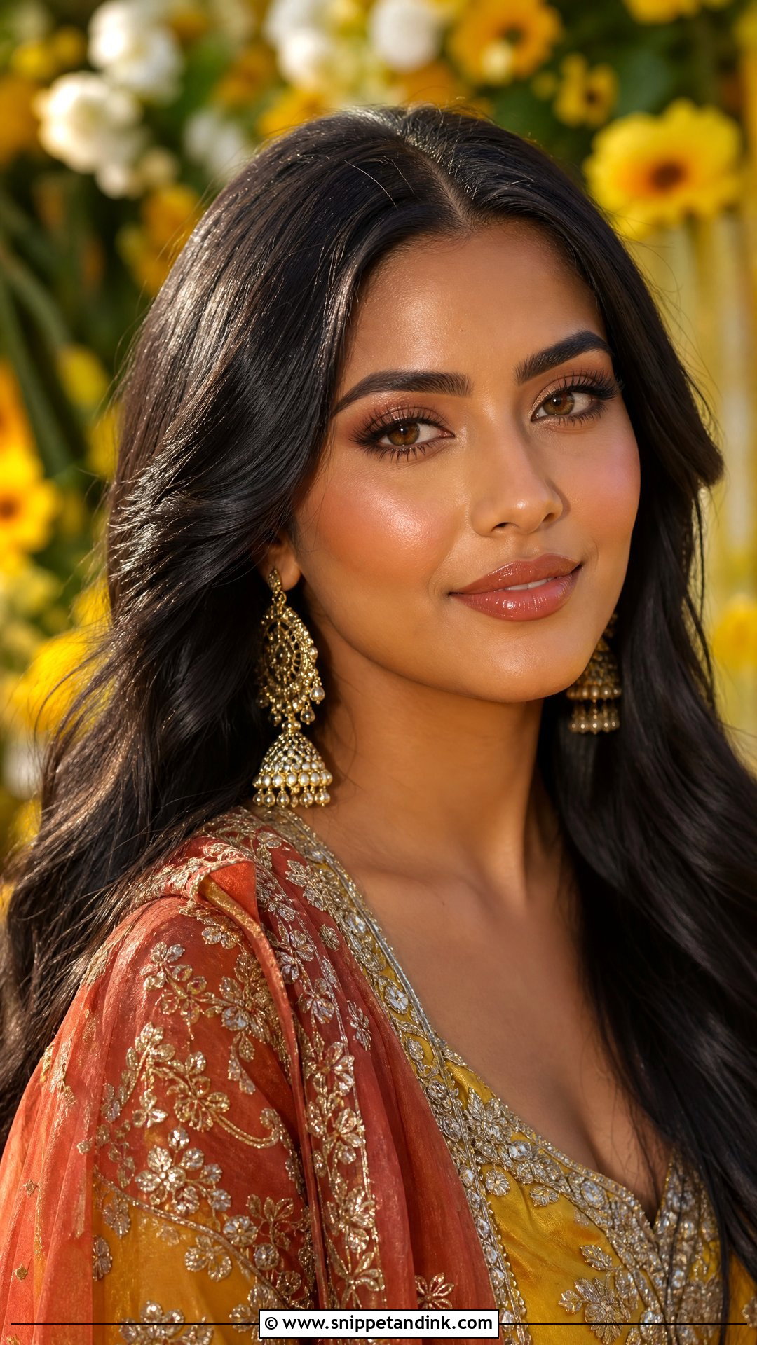 Haldi Makeup With Bronzed Skin And Nude Gloss - Snippet and Ink - 20 Haldi Mekup Bride Ideas