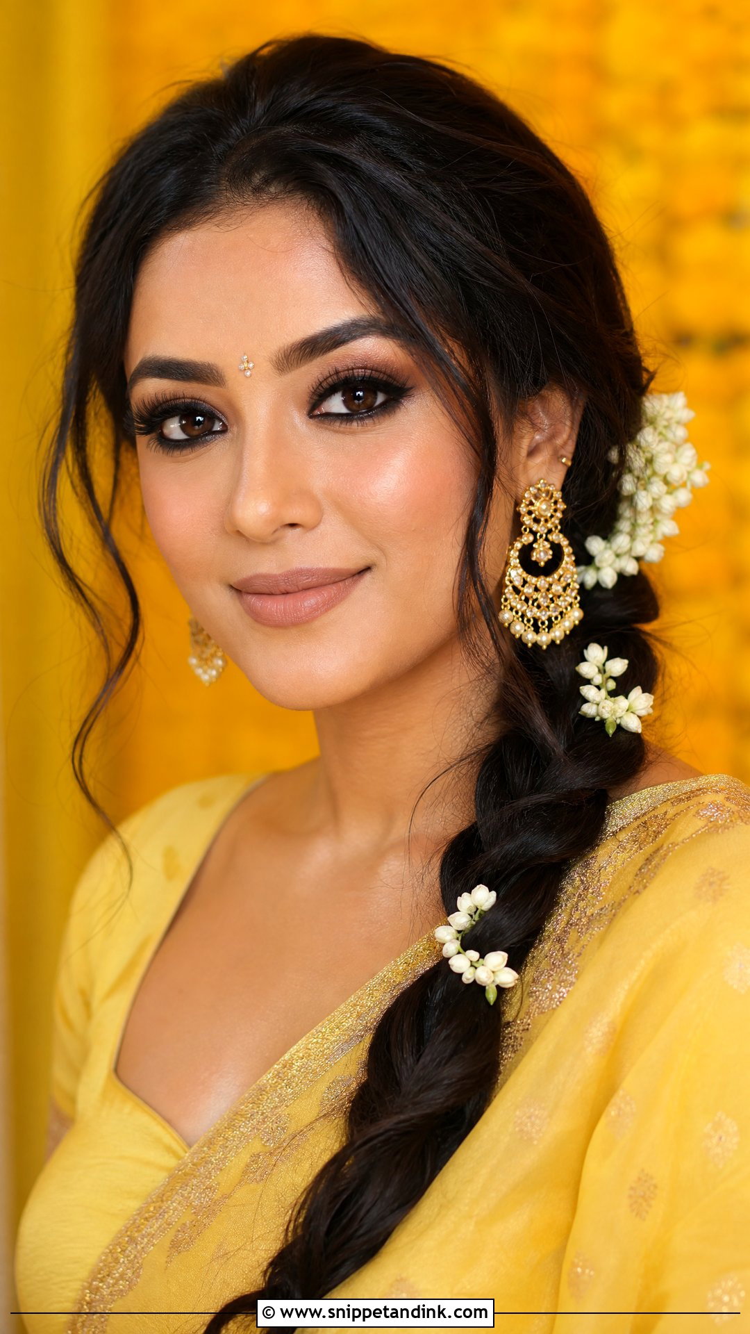 Haldi Makeup With Khol Eyes And Nude Brown Lip - Snippet and Ink - 20 Haldi Mekup Bride Ideas