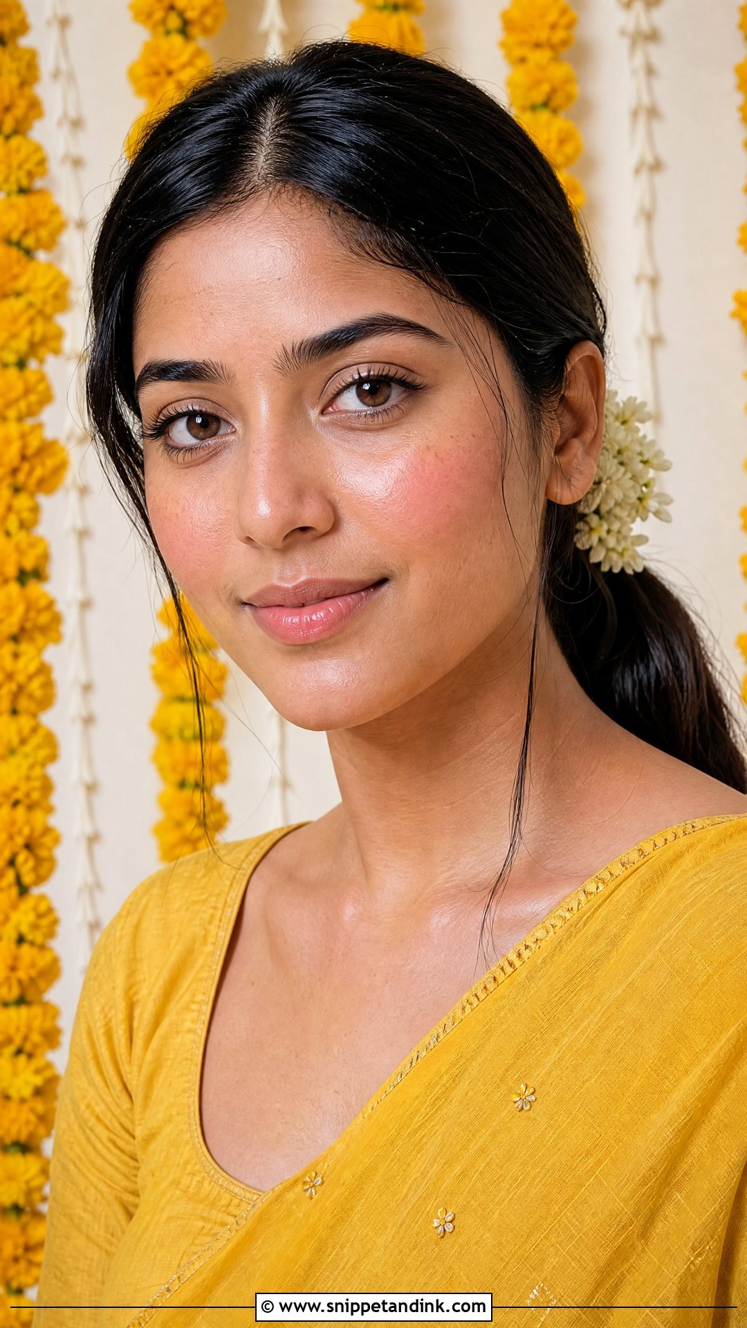 Haldi Makeup With No Makeup Makeup Look - Snippet and Ink - 20 Haldi Mekup Bride Ideas