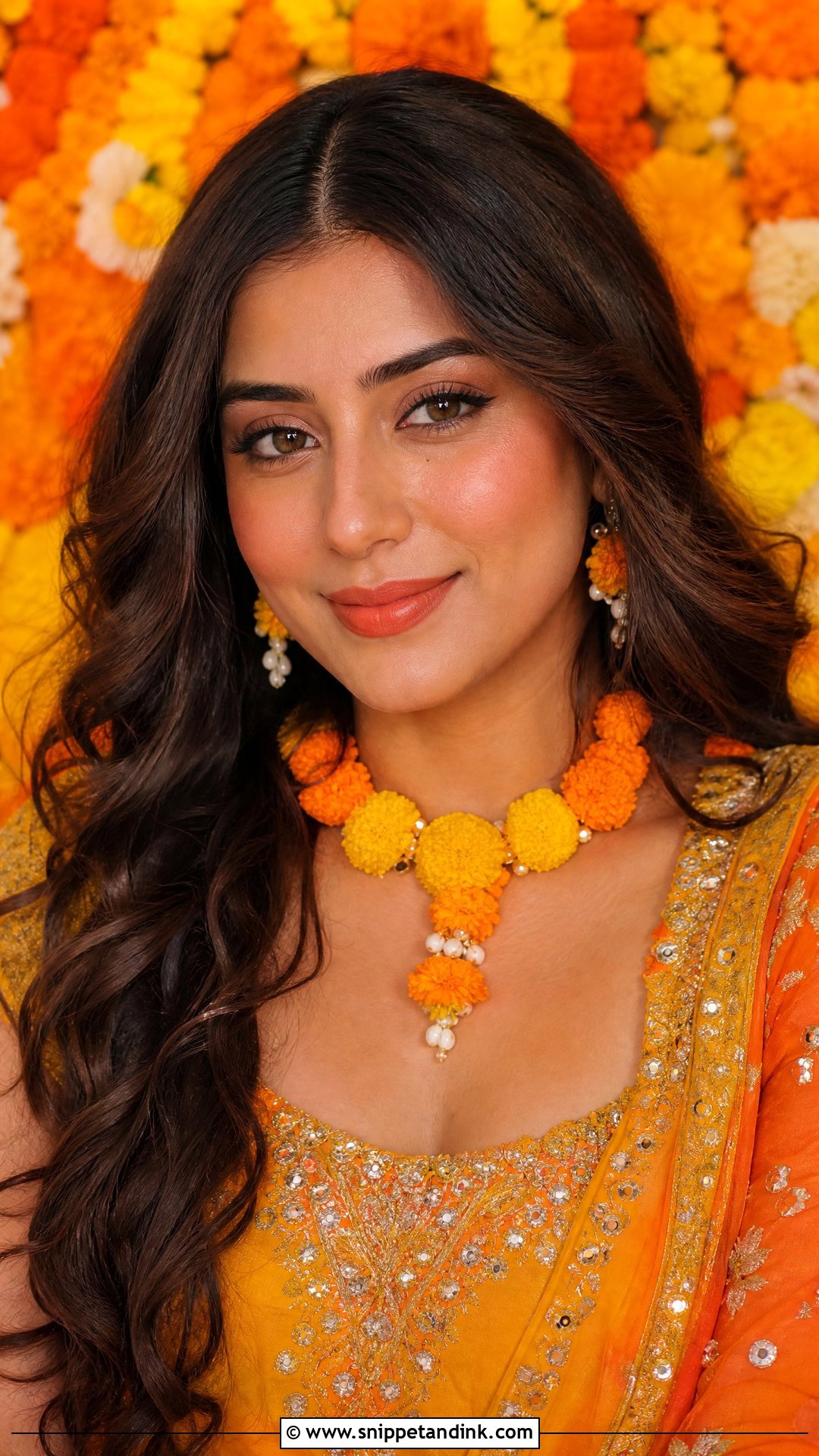 Haldi Makeup With Orange Lip And Fresh Skin - Snippet and Ink - 20 Haldi Mekup Bride Ideas