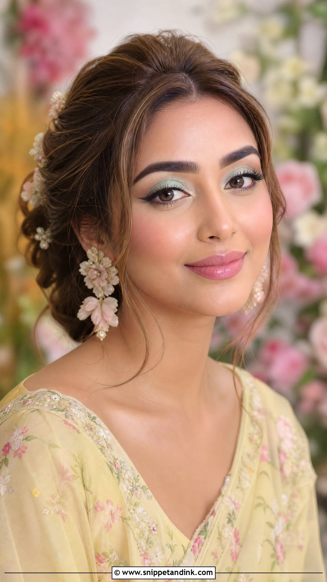 Haldi Makeup With Pastel Eyes And Soft Pink Lips - Snippet and Ink - 20 Haldi Mekup Bride Ideas