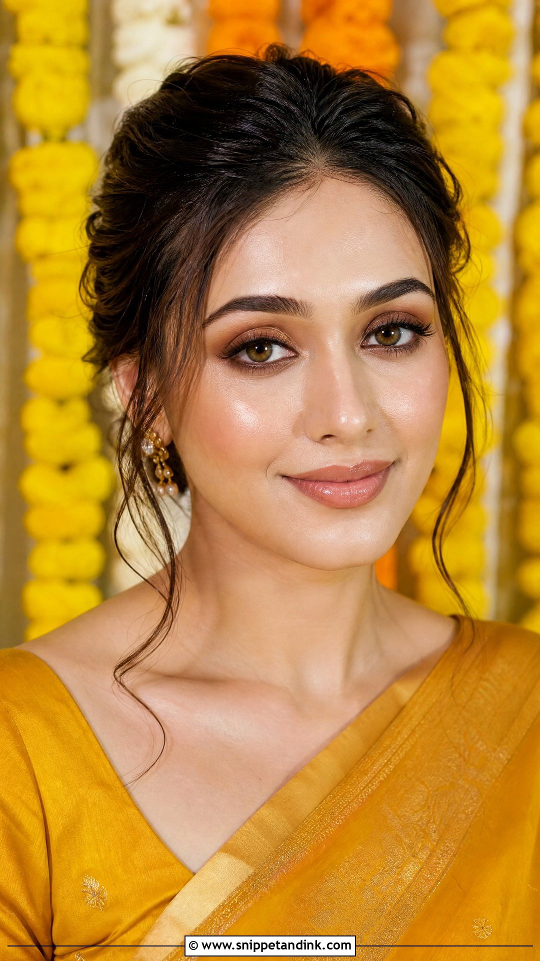 Haldi Makeup With Soft Brown Smokey Eyes - Snippet and Ink - 20 Haldi Mekup Bride Ideas