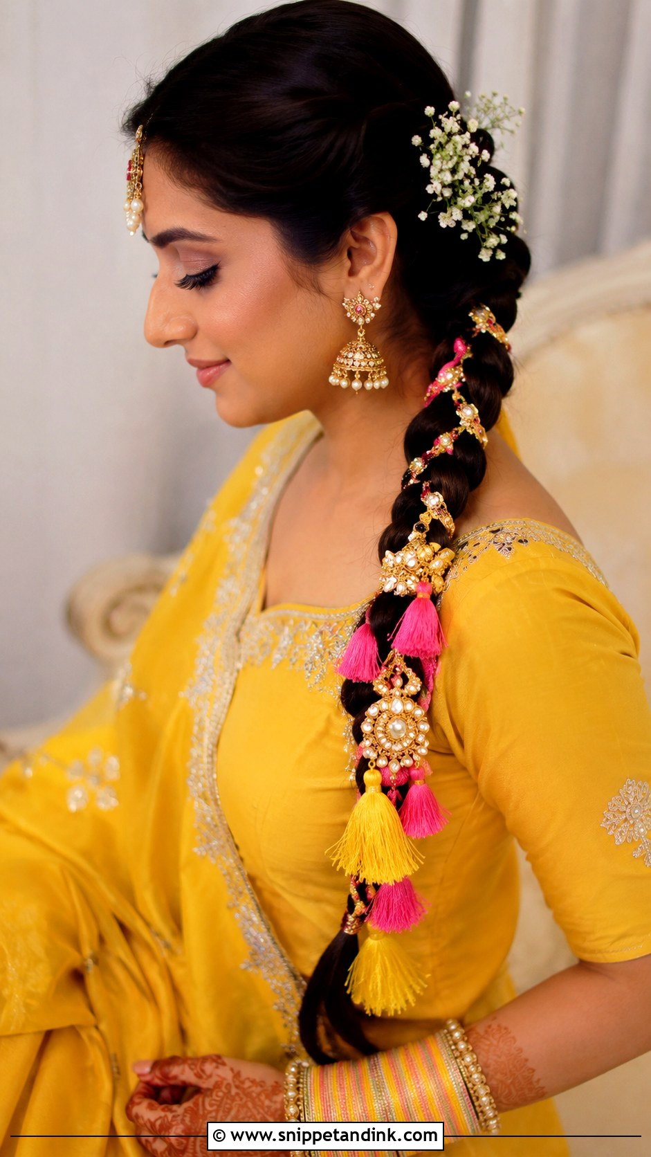 Haldi Parandi Braid For Bride - Snippet and Ink - 35 Haldi Hairstyles for Bride
