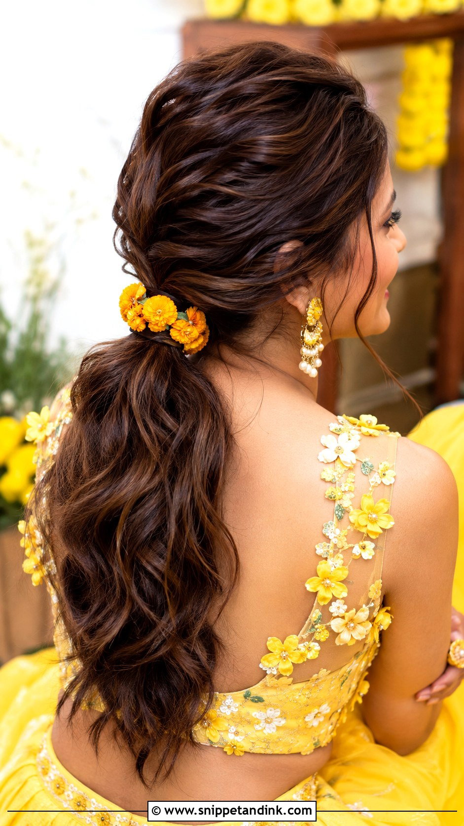 Haldi Ponytail For Bride - Snippet and Ink - 15 Haldi Hairdo for Bride Ideas