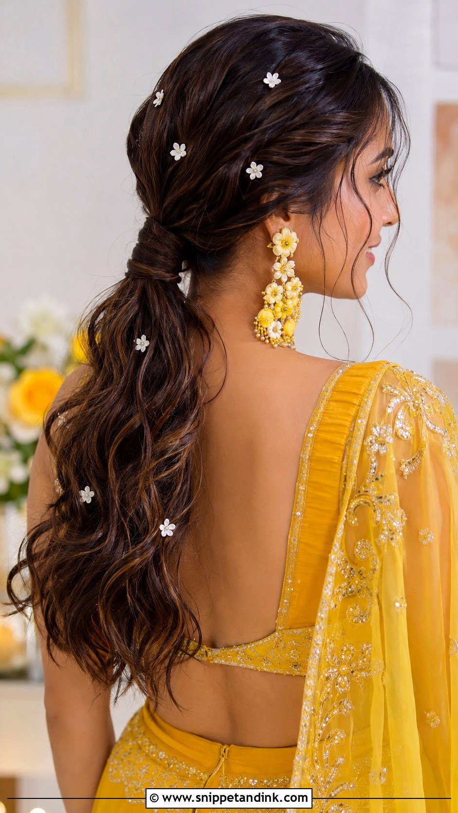 Haldi Ponytail Hairstyle For Bride - Snippet and Ink - 15 Haldi Function Hairstyle for Bride Ideas