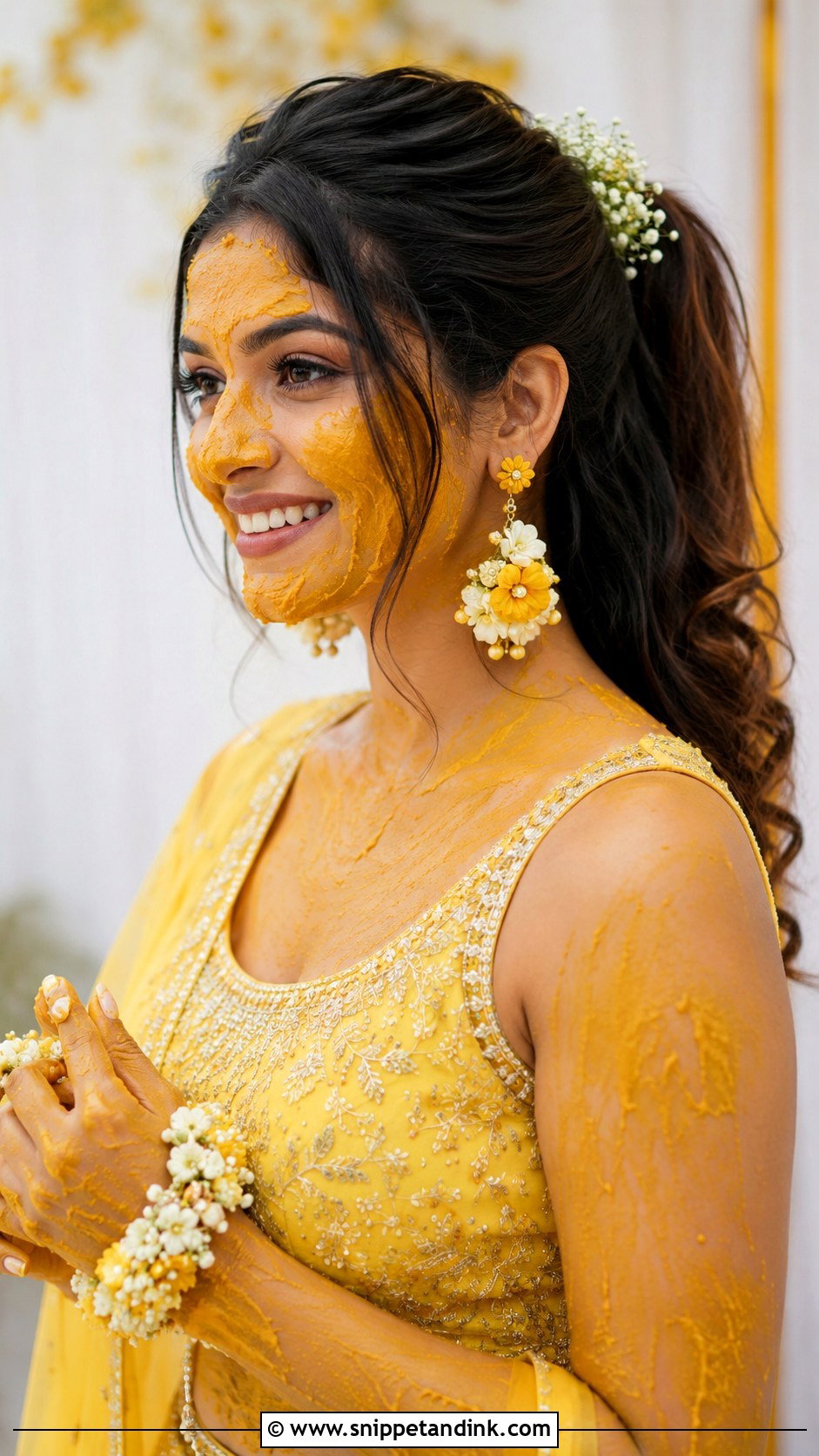 Haldi Ponytail With Soft Curls - Snippet and Ink - 35 Haldi Hairstyles for Bride