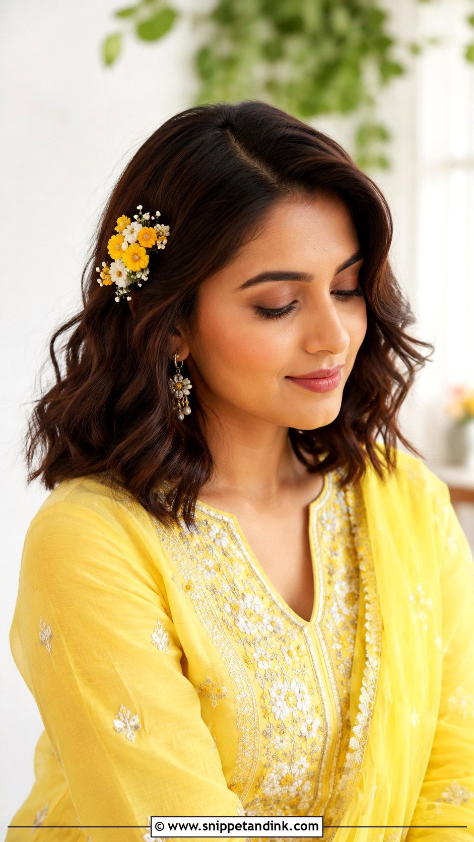 Haldi Short Hair Waves For Bridesmaid - Snippet and Ink - 30 Haldi Hairstyles for Bridesmaid