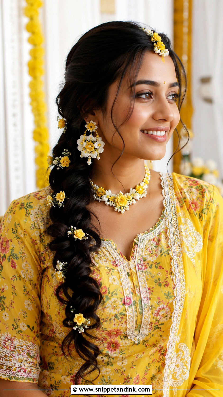 Haldi Side Braid For Bridesmaid - Snippet and Ink - 30 Haldi Hairstyles for Bridesmaid