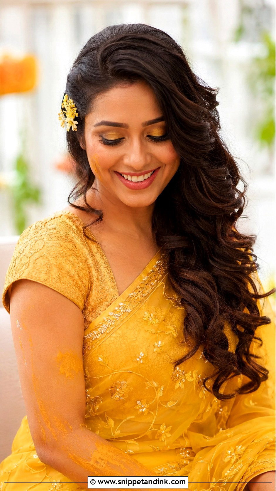 Haldi Side Swept Curls For Bridesmaid - Snippet and Ink - 30 Haldi Hairstyles for Bridesmaid