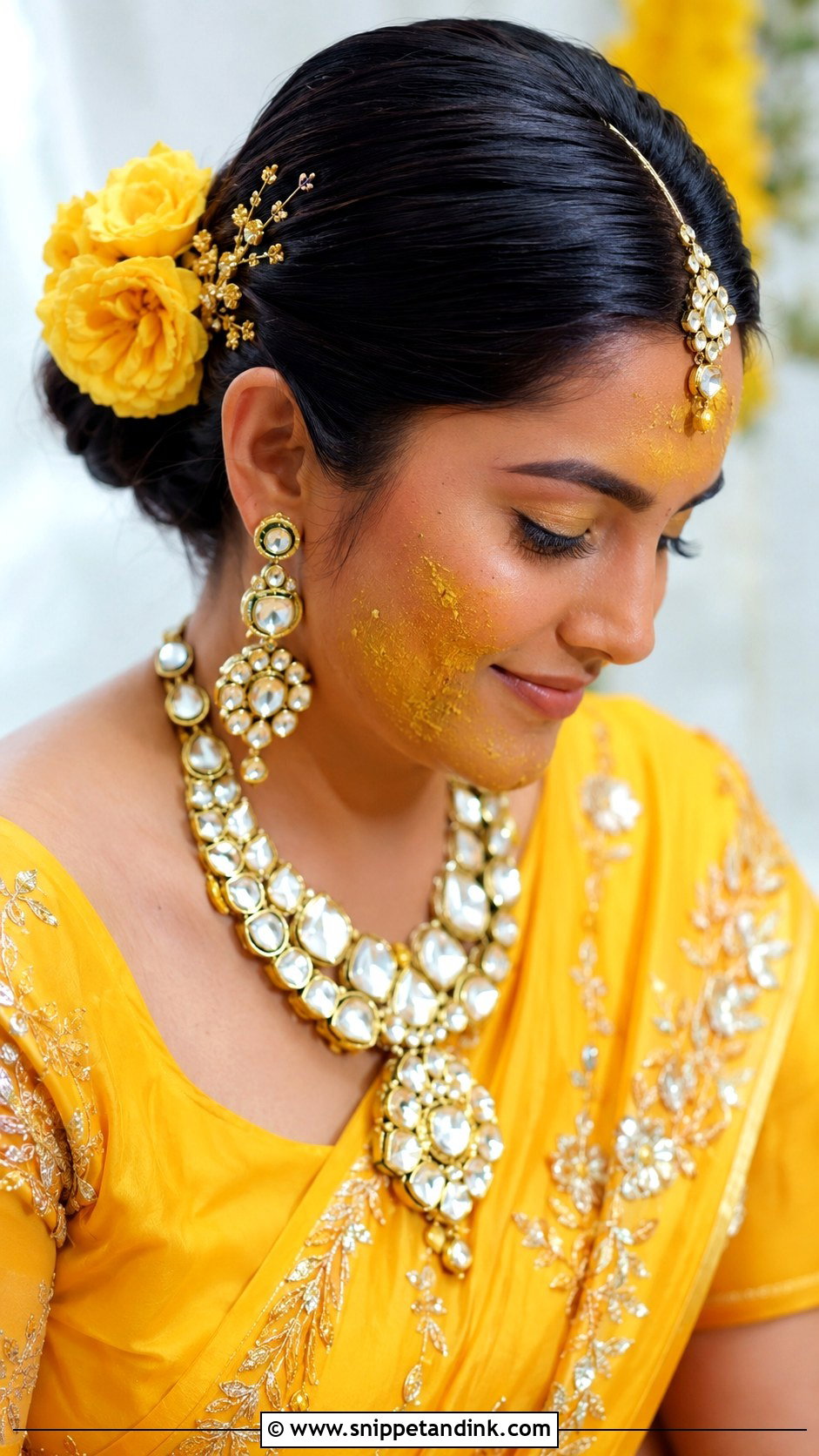Haldi Sleek Bun For Bride - Snippet and Ink - 35 Haldi Hairstyles for Bride