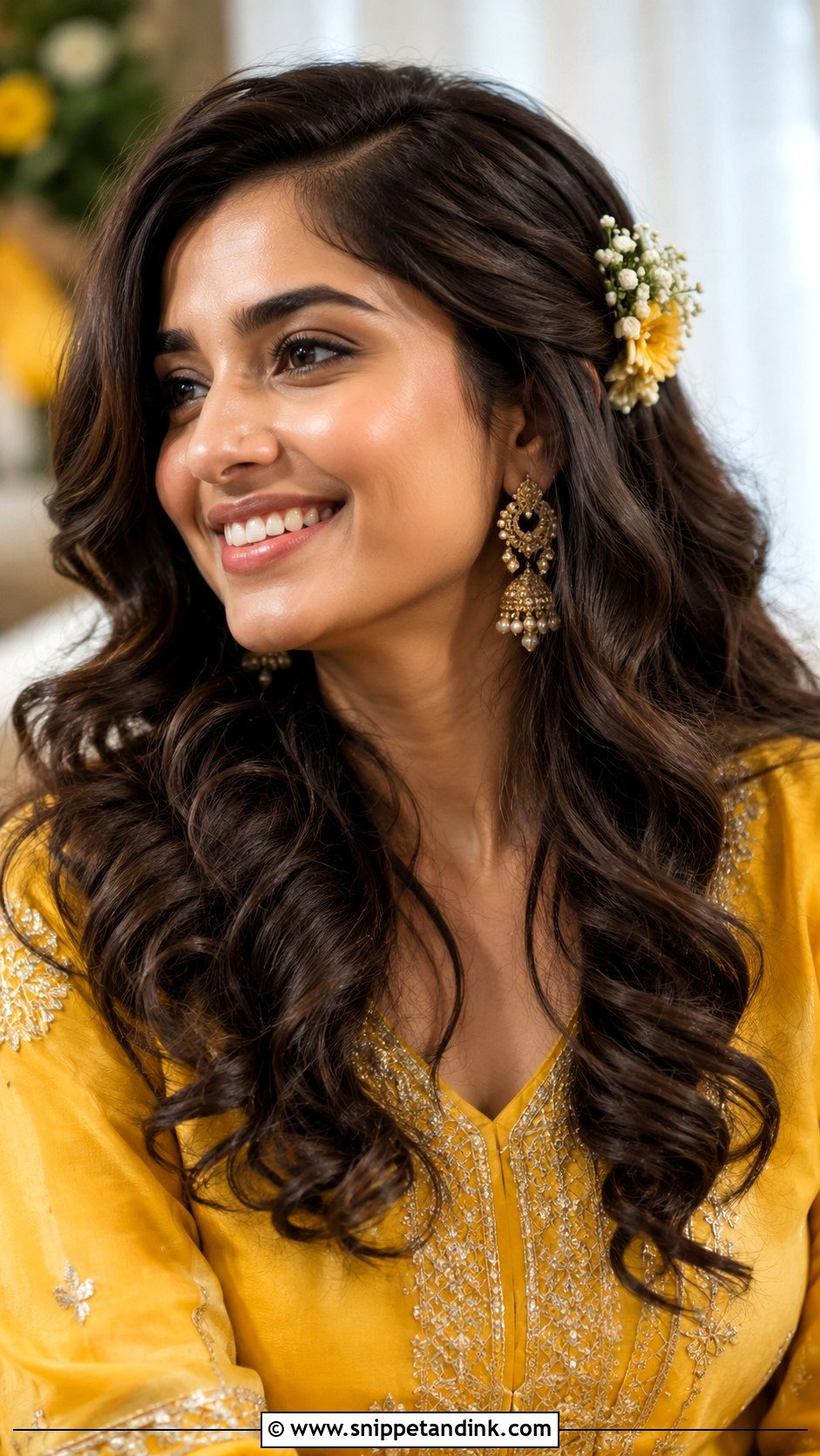 Haldi Soft Waves For Bridesmaid - Snippet and Ink - 30 Haldi Hairstyles for Bridesmaid