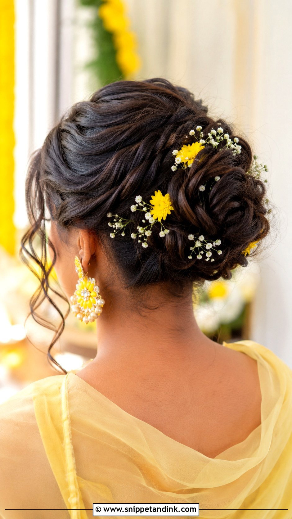 Haldi Textured Bun For Bride - Snippet and Ink - 35 Haldi Hairstyles for Bride