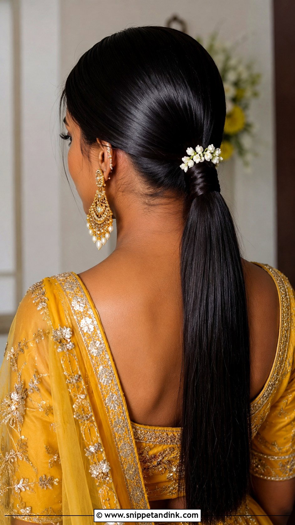 Haldi Wavy Ponytail For Bridesmaid - Snippet and Ink - 30 Haldi Hairstyles for Bridesmaid