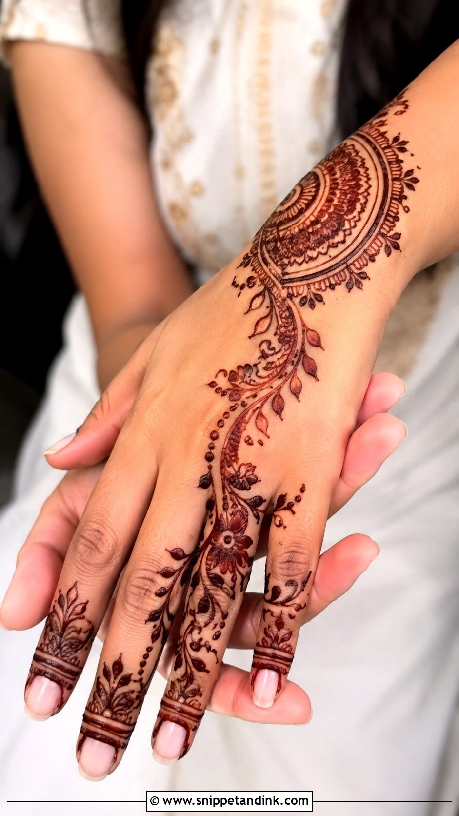 Half Back Hand Mehndi Design - Snippet and Ink - 30 Simple Back Hand Mehndi Design Ideas