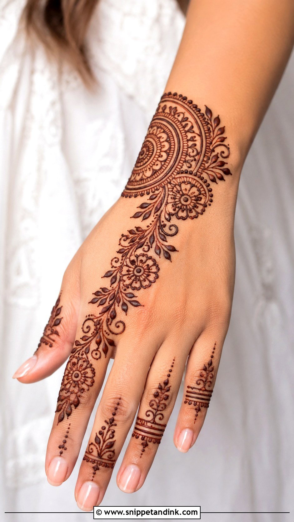 Half Backhand Mehndi Design - Snippet and Ink - 35 Latest Backhand Mehndi Designs