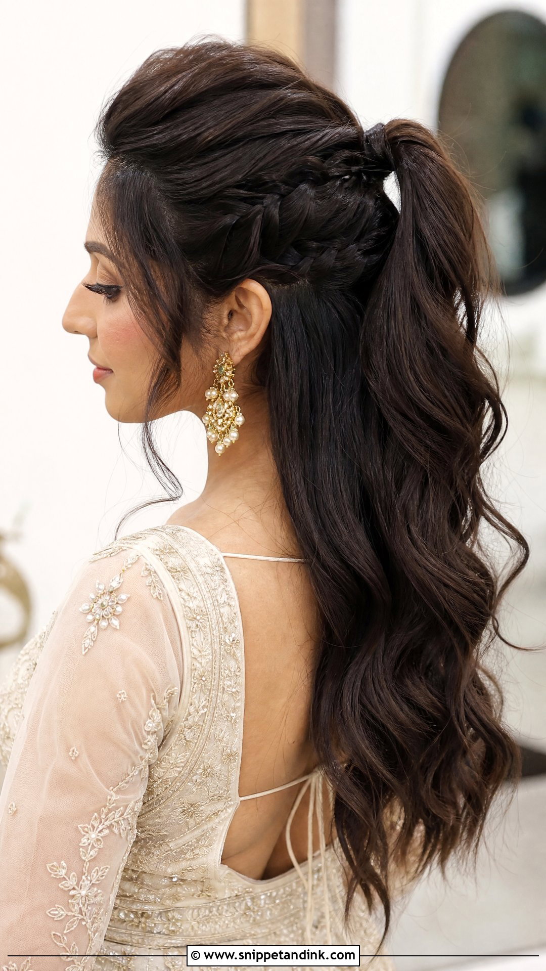 Half Braided Bridal High Ponytail - Snippet and Ink - 15 Bridal High Ponytail Wedding Hairstyles