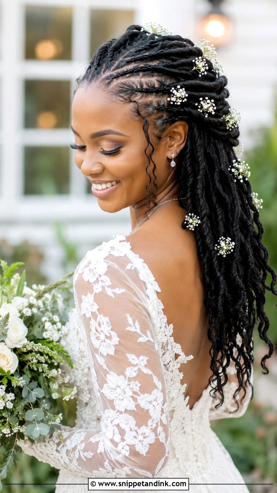 Half Braided Loc Look - Snippet and Ink - 30 Dreadlock Wedding Hairstyles