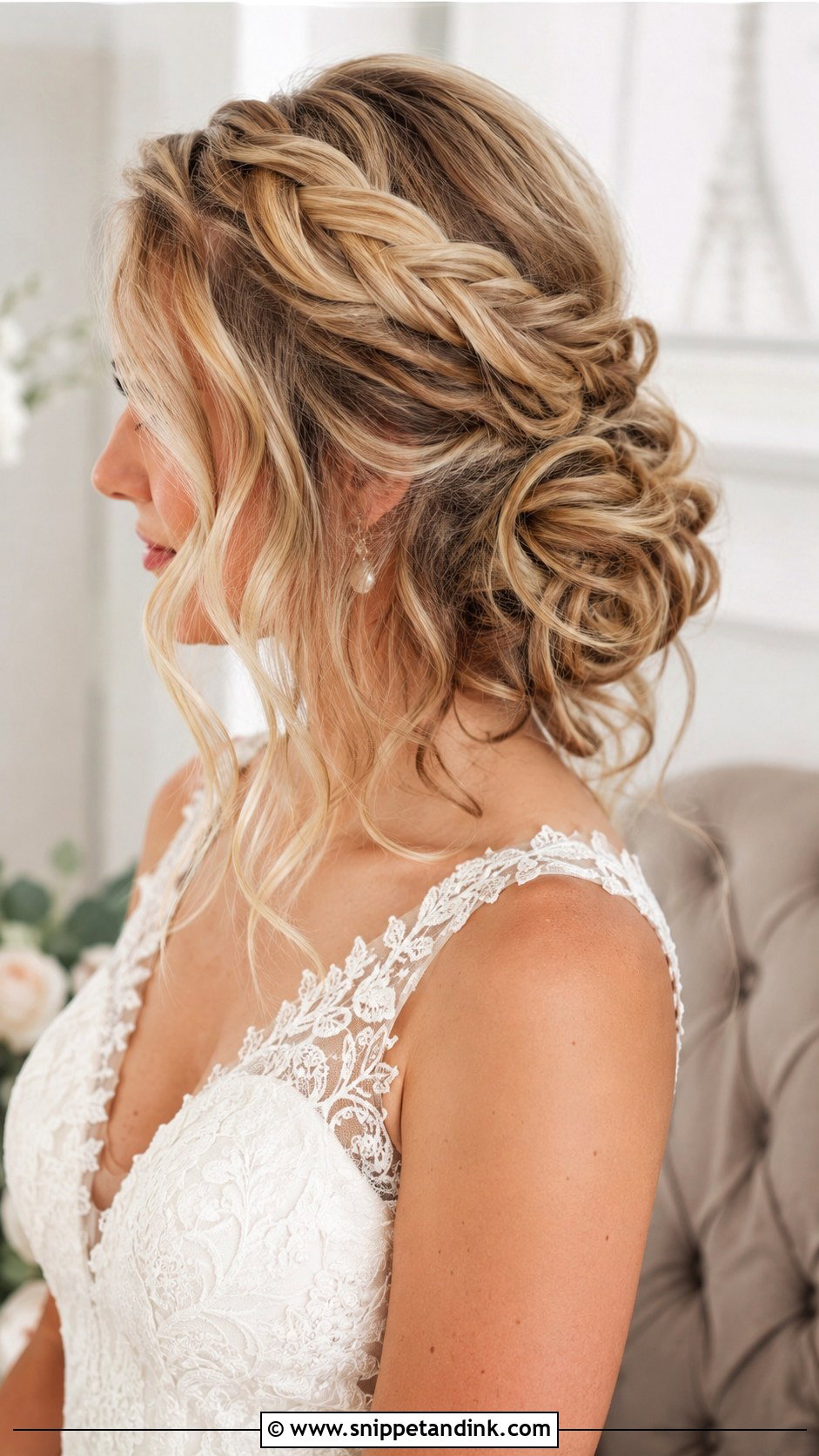 Half Braided Wedding Updo For Long Hair - Snippet and Ink - 20 Long Hair Wedding Updo Ideas