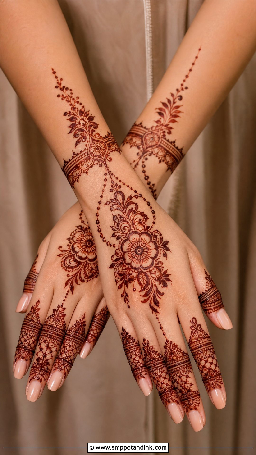Half Bridal Mehndi Design Back Hand - Snippet and Ink - 25 Half Bridal Mehndi Designs