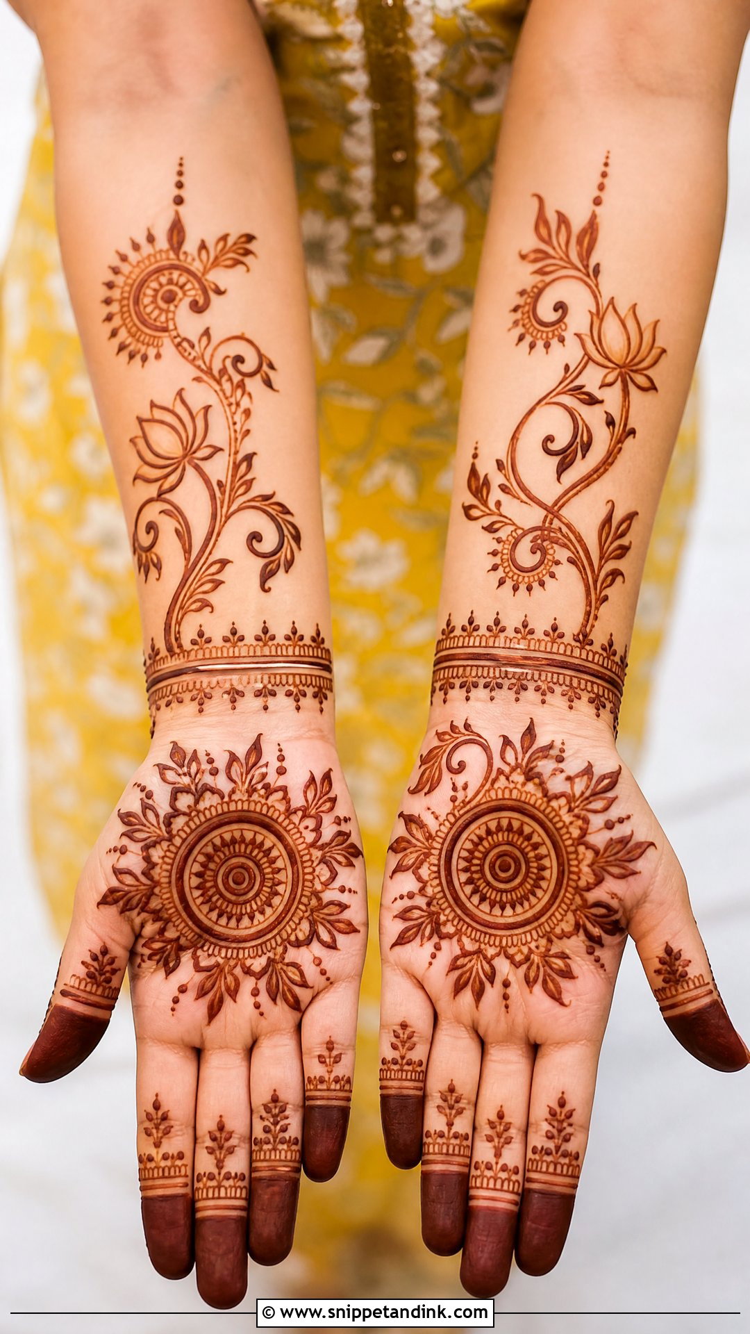 Half Bridal Mehndi Design For Haldi - Snippet and Ink - 25 Half Bridal Mehndi Designs