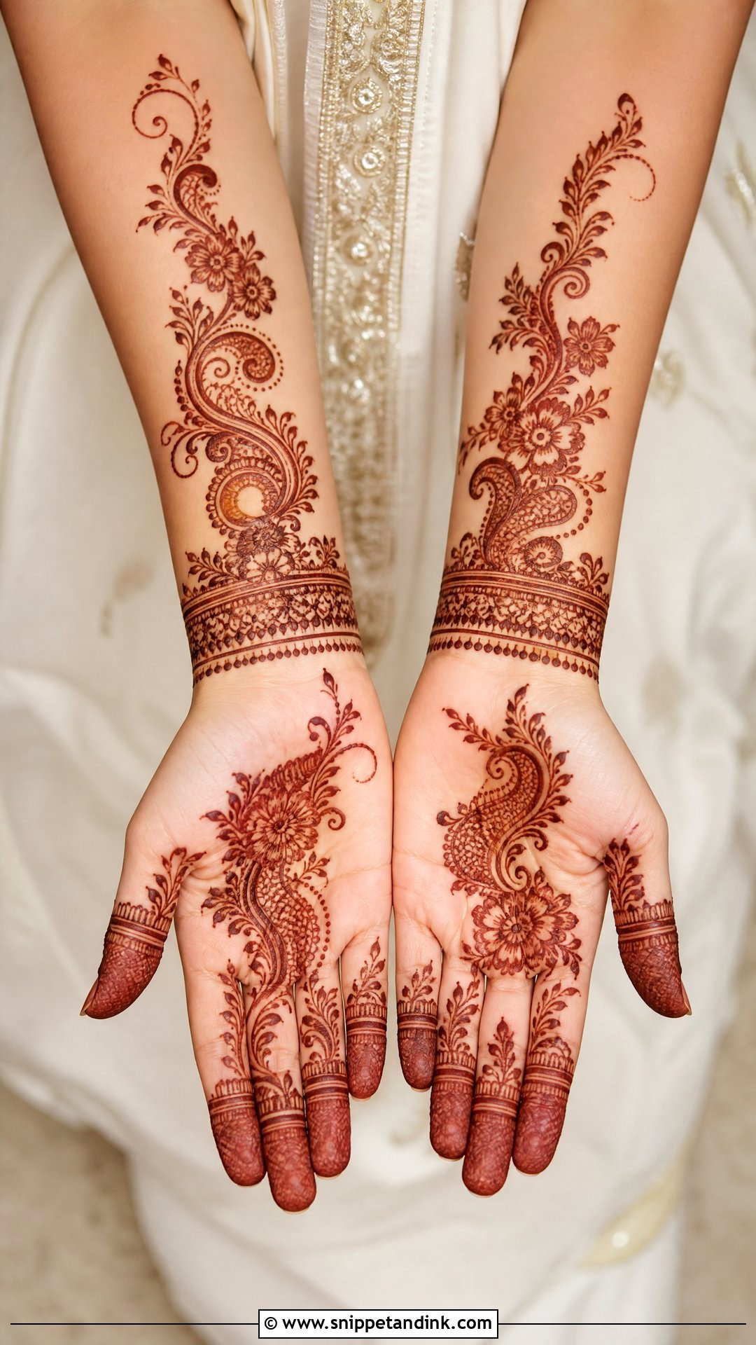 Half Bridal Mehndi Design For Nikkah - Snippet and Ink - 25 Half Bridal Mehndi Designs