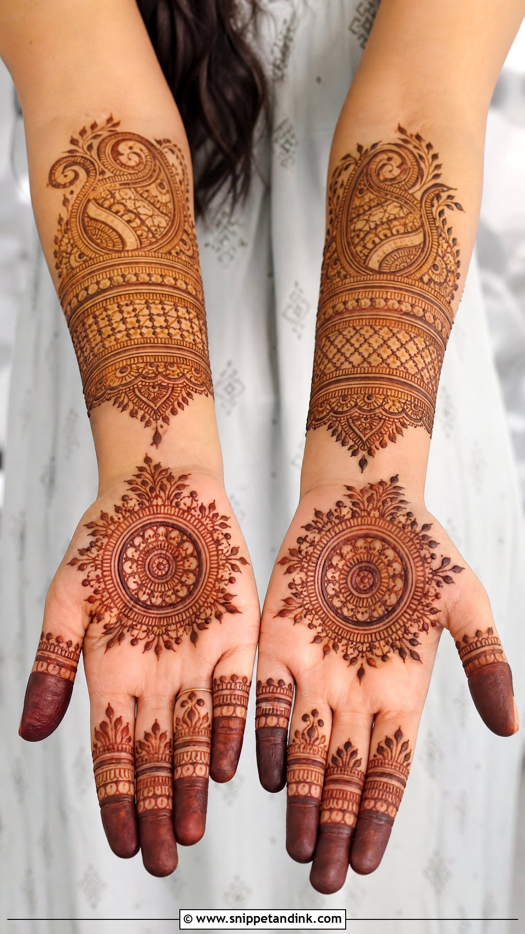 Half Bridal Mehndi Design Front Hand - Snippet and Ink - 25 Half Bridal Mehndi Designs