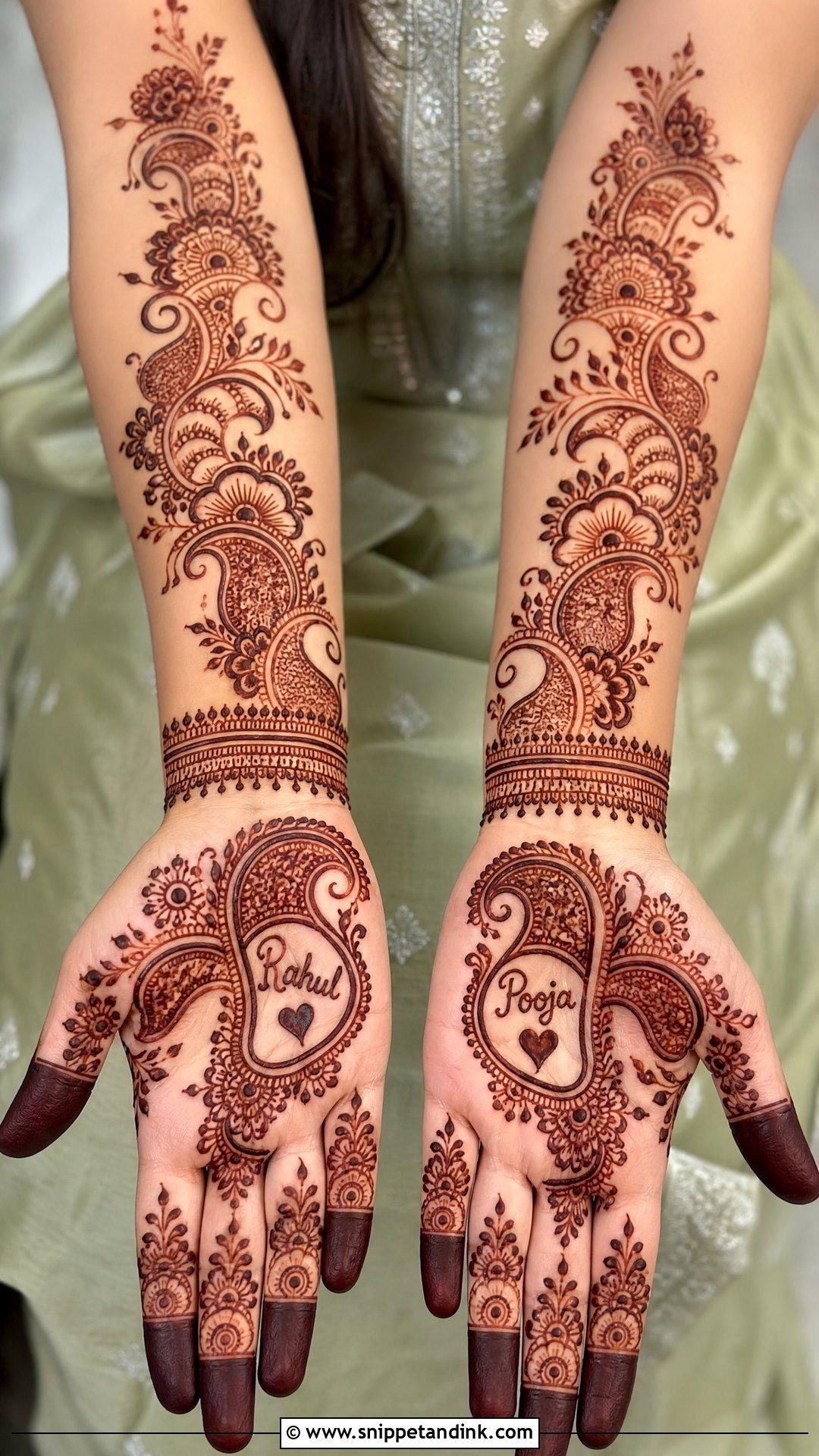Half Bridal Mehndi Design With Name - Snippet and Ink - 25 Half Bridal Mehndi Designs