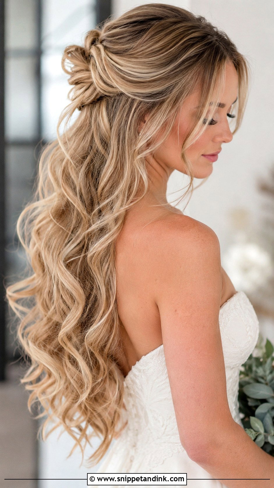 Half Bun Wedding Hair For Long Hair - Snippet and Ink - 15 Half Bun Wedding Hair Ideas