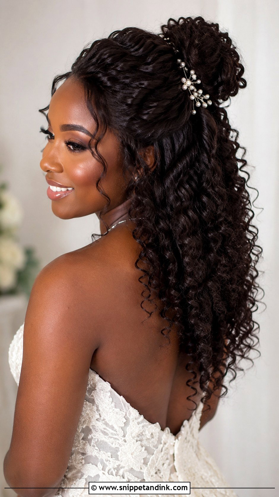 Half Bun Wedding Hair With Curls - Snippet and Ink - 15 Half Bun Wedding Hair Ideas