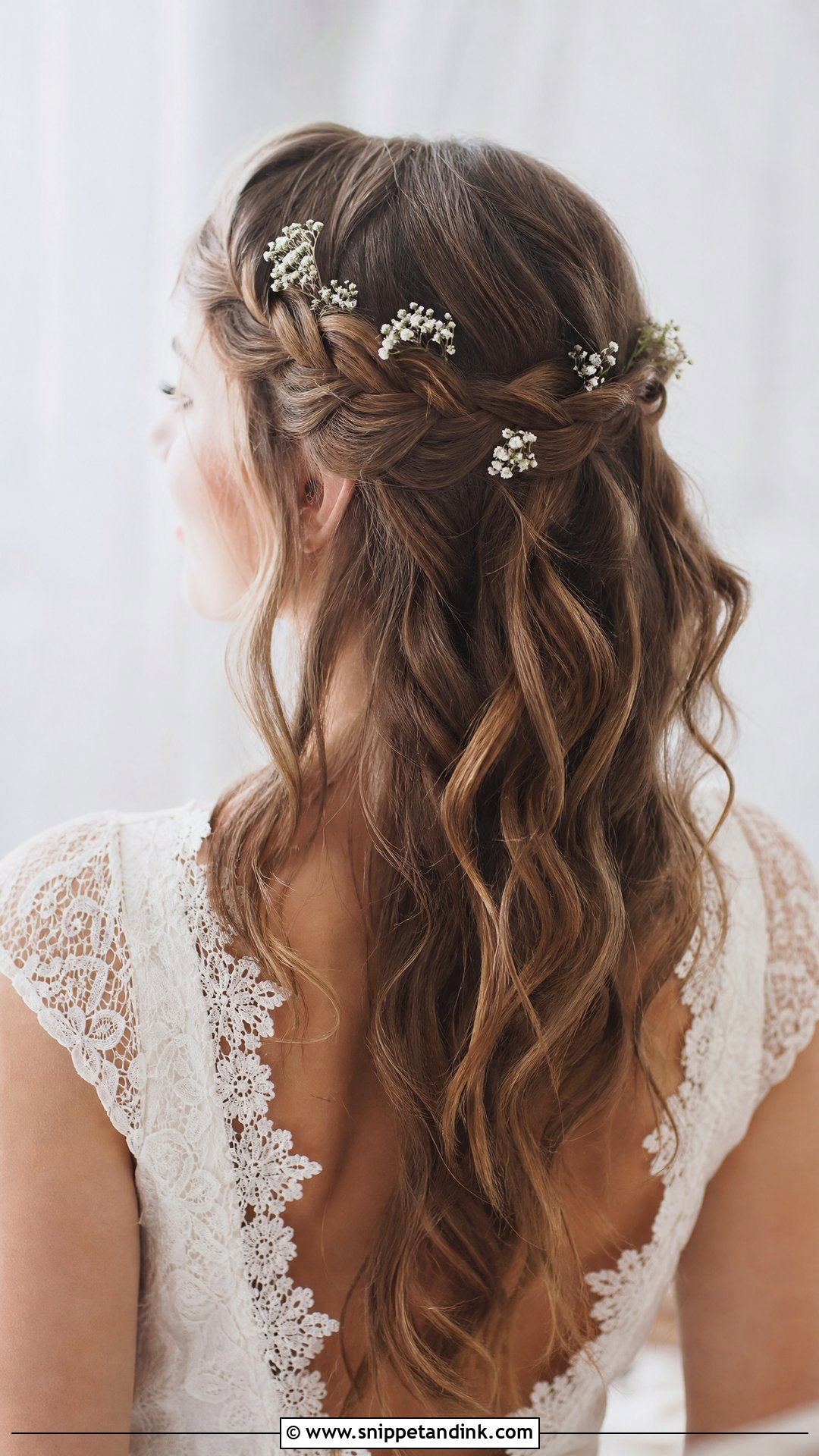 Half Crown Braid With Hair Down - Snippet and Ink - 20 Medium Length Wedding Hair All Down Ideas