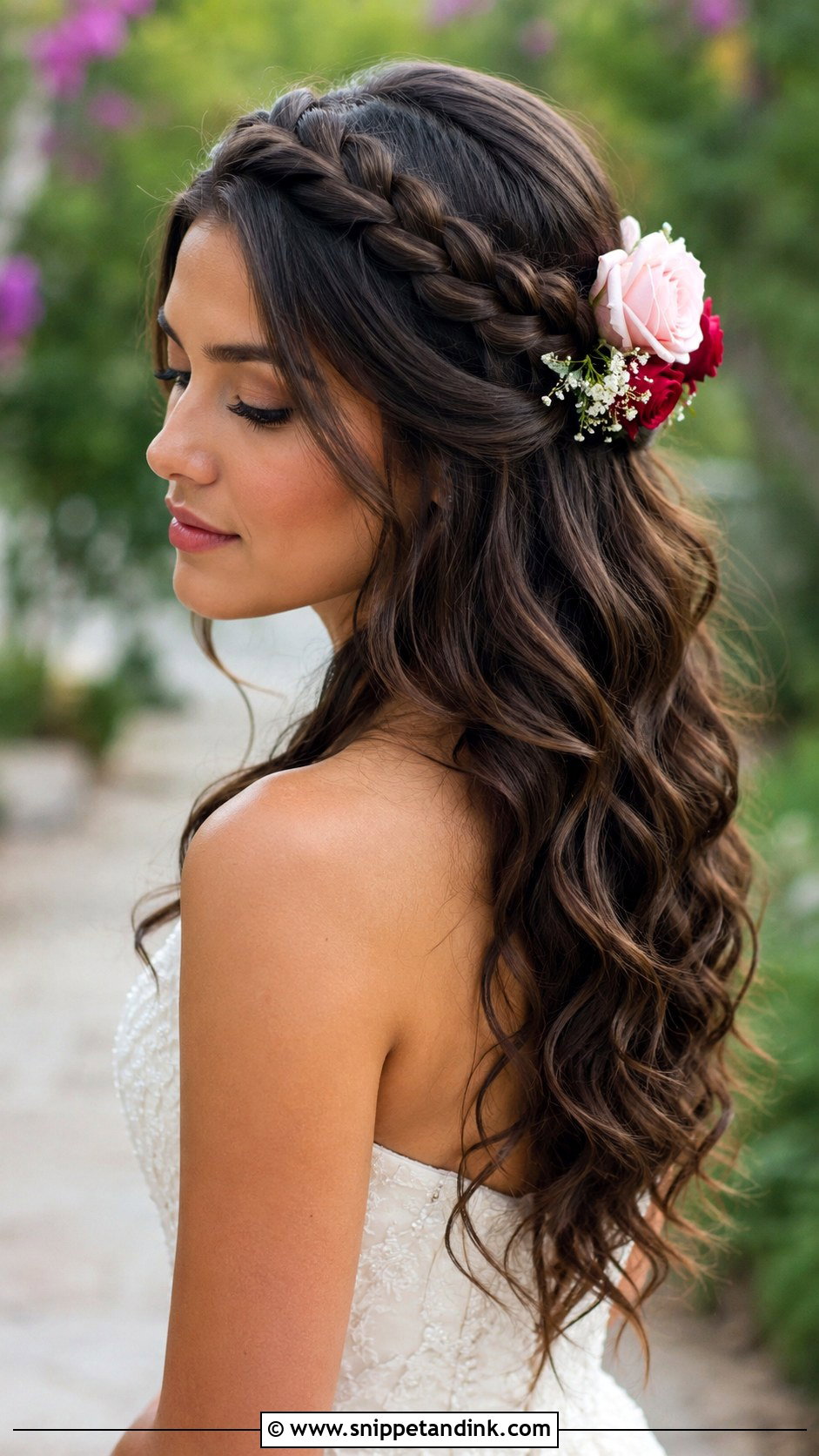 Half Crown Braid With Roses - Snippet and Ink - 25 Wedding Hairstyles with Flowers