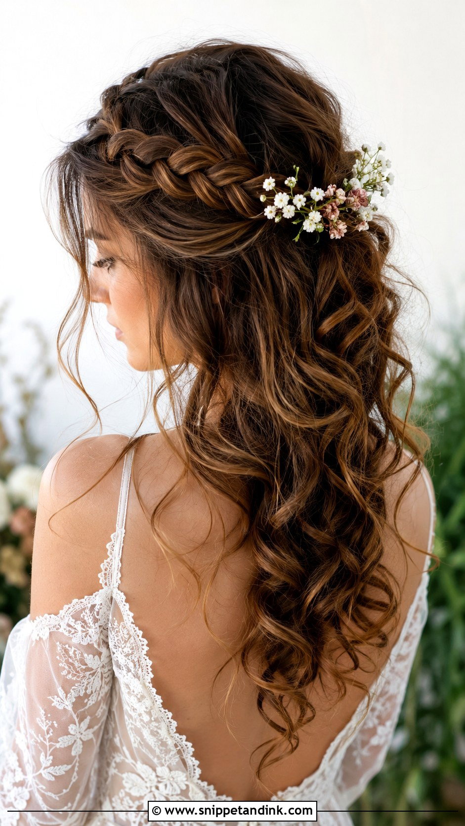 Half Crown Braid With Soft Curls - Snippet and Ink - 25 Fairy Wedding Hair Ideas
