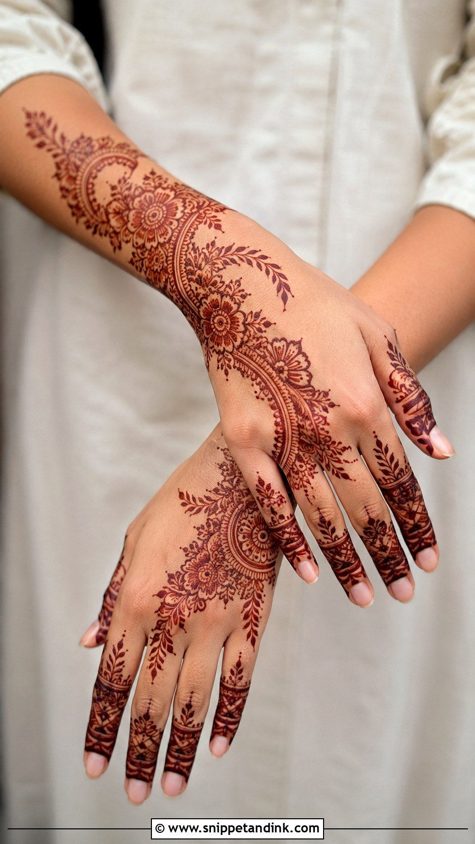 Half Hand Aesthetic Mehndi Design - Snippet and Ink - 35 Aesthetic Mehndi Designs