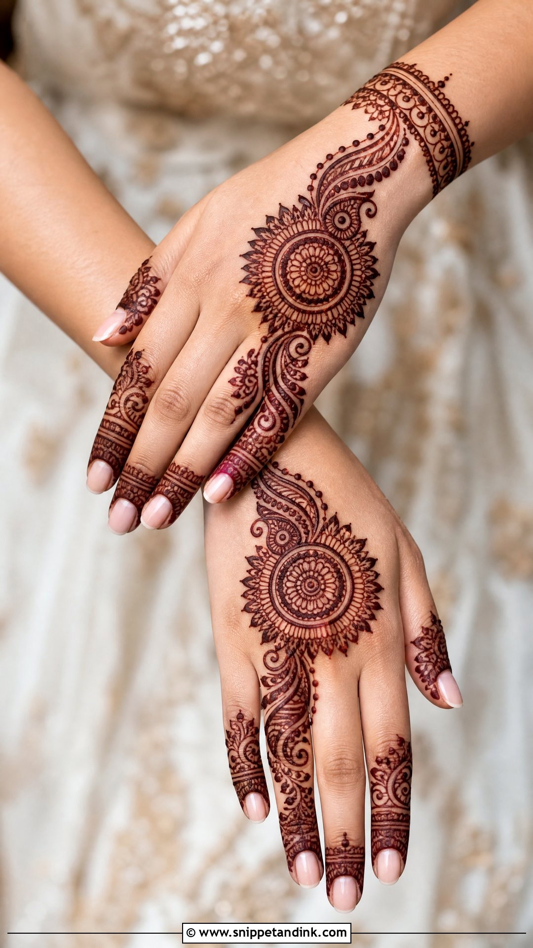Half Hand Back Bridal Mehndi Design - Snippet and Ink - 20 Latest Unique Back Bridal Mehndi Designs