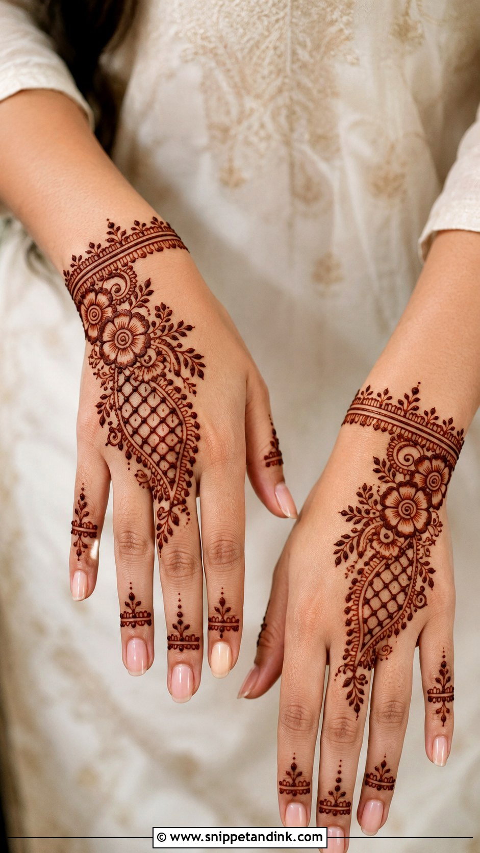 Half Hand Back Hand Mehndi Design - Snippet and Ink - 35 Simple Back Hand Mehndi Designs