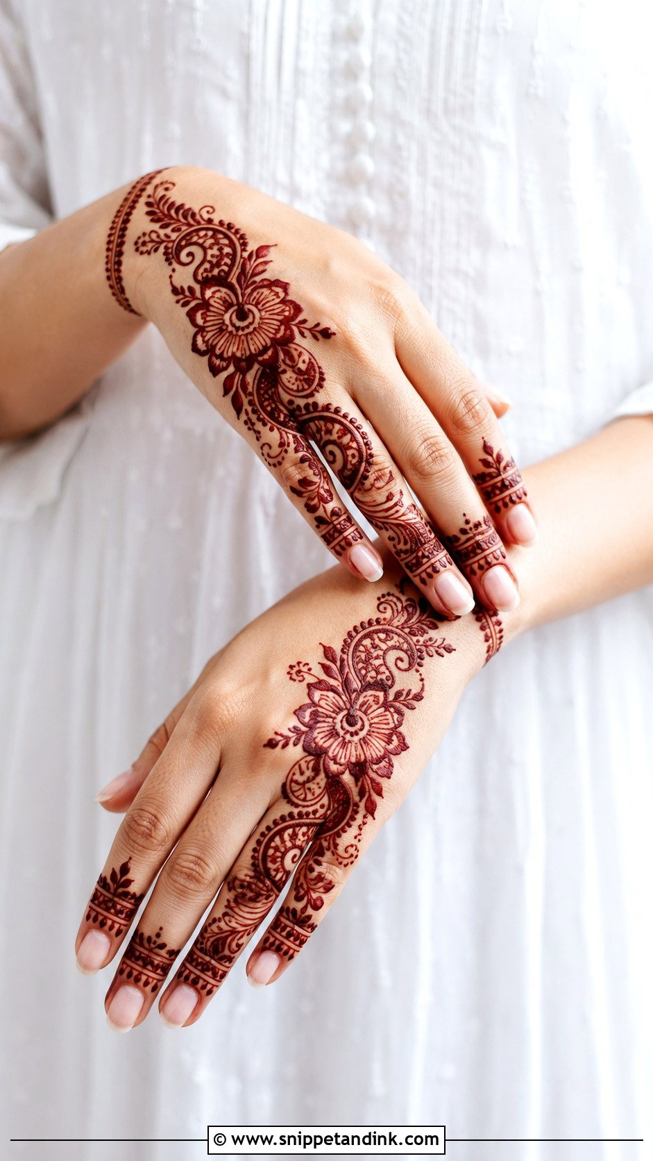 Half Hand Back Hand Mehndi Design - Snippet and Ink - 30 Modern Minimal Back Hand Mehndi Designs