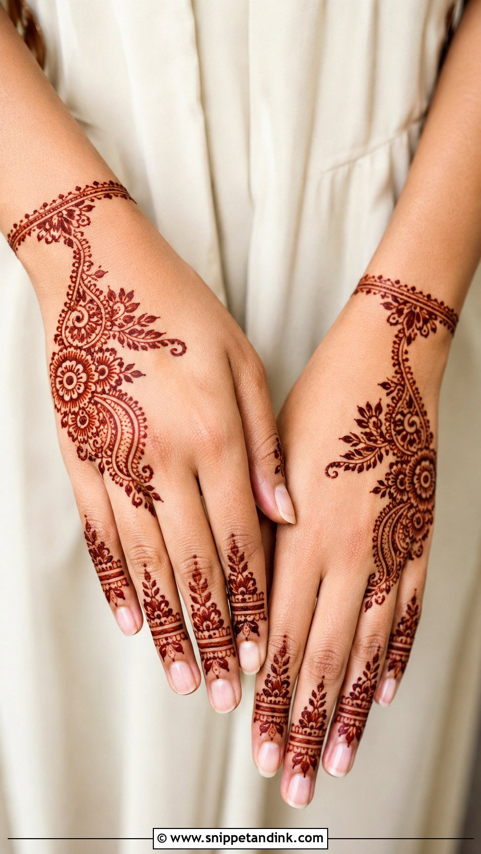Half Hand Back Mehndi Design - Snippet and Ink - 35 Trendy Back Hand Mehndi Designs