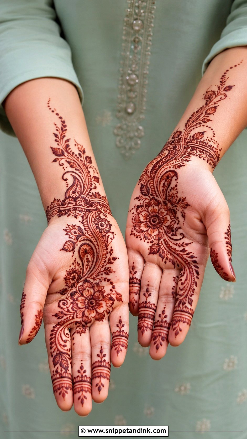 Half Hand Bel Mehndi Design - Snippet and Ink - 30 Bel Mehndi Designs
